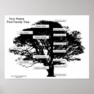 Póster Primer árbol familiar - sencillo para los grandes 