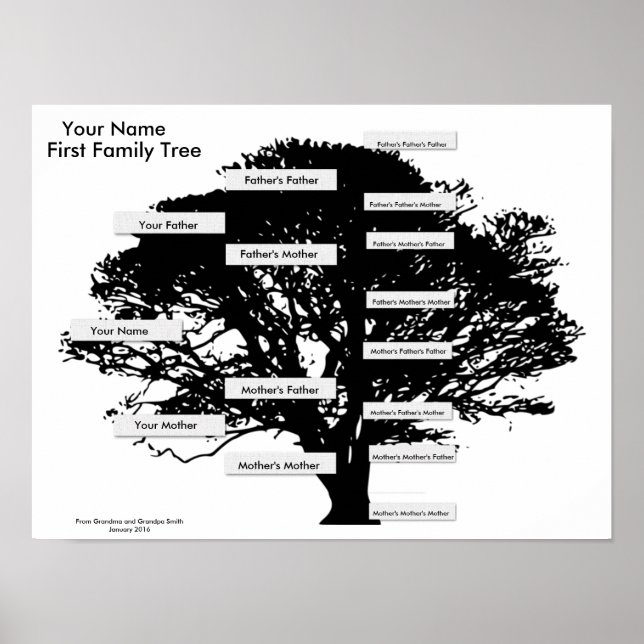 Póster Primer árbol familiar - sencillo para los grandes  (Frente)