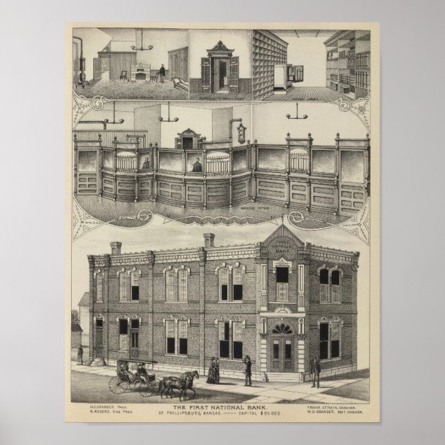 Póster Primer Banco Nacional de Phillipsburg, Kansas (Frente)