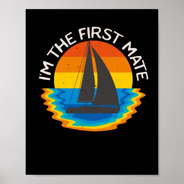 Póster Primer barco de vela de barca retro (Frente)