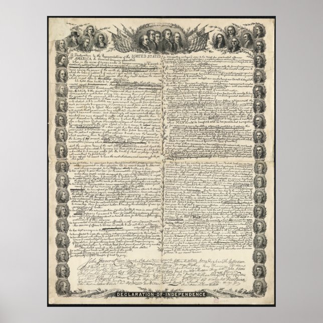 Póster Primer borrador de la Declaración de Independencia (Frente)