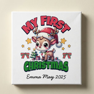 Póster Primer Ciervo de Navidad Marrón Personalizable