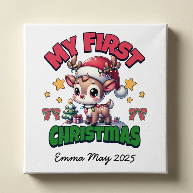 Póster Primer Ciervo de Navidad Marrón Personalizable (Subido por el creador)