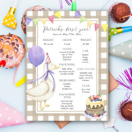 Póster Primer cumpleaños de Goose Cumpleaños