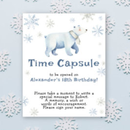 Póster Primer cumpleaños de la cápsula del tiempo del oso