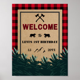 Póster Primer cumpleaños de Lumberjack, salvaje signo de 
