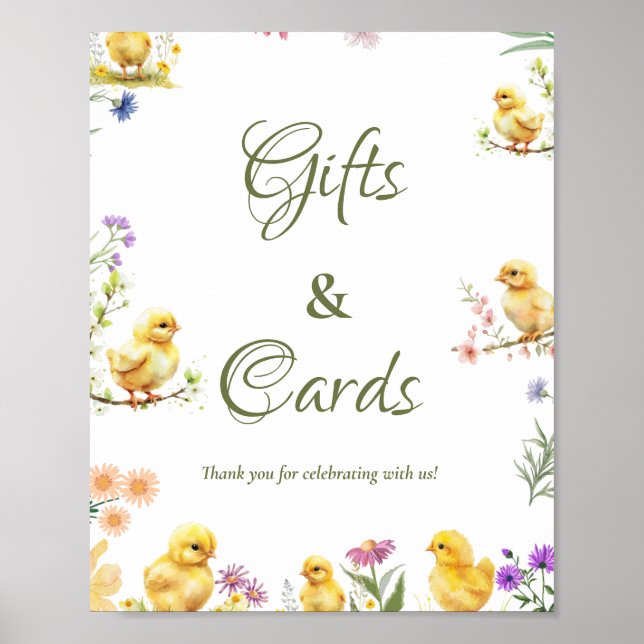 Póster Primer cumpleaños de pollo Este signo de regalo y  (Frente)