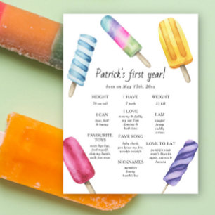 Póster Primer cumpleaños de Popsicle