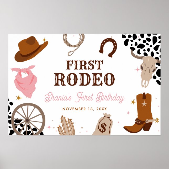 Póster Primer cumpleaños de Rodeo Occidental Wild West Ch (Frente)