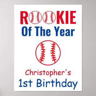 Póster Primer cumpleaños de Rookie Baseball