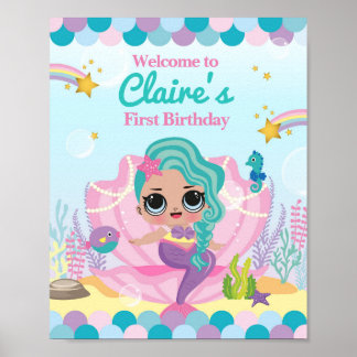 Póster Primer cumpleaños de Sirena