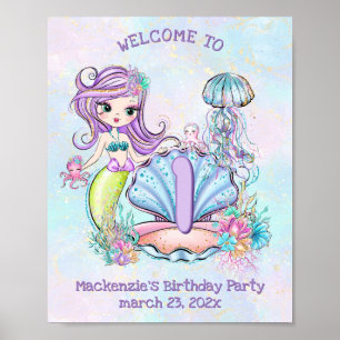 Póster Primer cumpleaños de Sirena   Excelente bienvenida