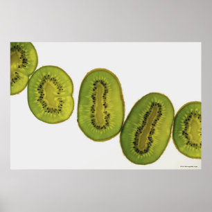 Póster Primer de cinco rebanadas de fruta de kiwi