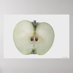 Póster Primer de una manzana cortada del granny smith
