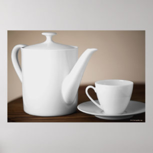 Póster Primer de una taza y de un platillo con una