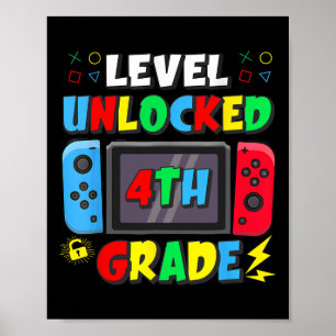 Póster Primer Día De 4to Grado Nivel Desbloqueado Juego C