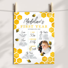 Póster Primer Día de Abejas Primer Año Hito de Cumpleaños