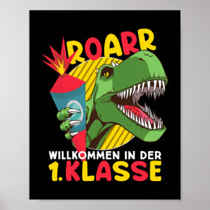 Póster Primer día de clases de dinosaurio bienvenido