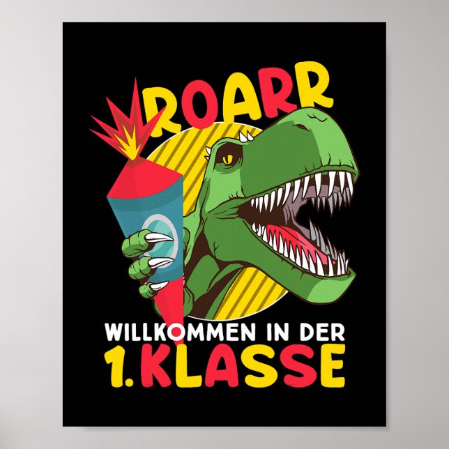 Póster Primer día de clases de dinosaurio bienvenido (Frente)