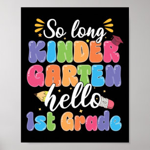 Póster Primer Día De Colegio Adiós Kindergarten Hola 1er