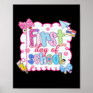 Póster Primer Día De Colegio Lazo De Coqueta Elegante De