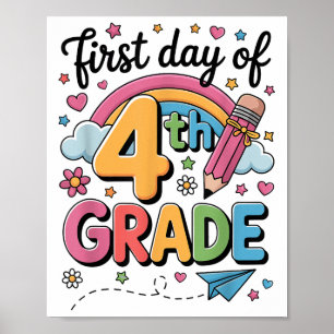 Póster Primer Día De Cuarto Grado De Vuelta Al Chica De M