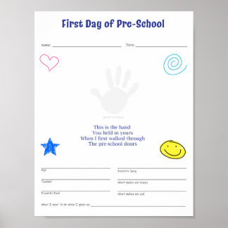 Póster Primer día de descarga preescolar imprimible