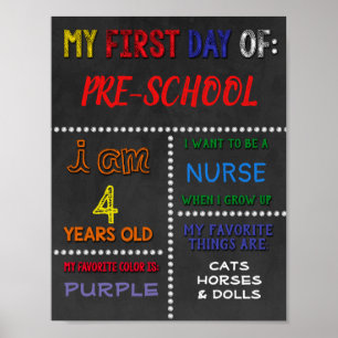 Póster Primer día de escuela / de vuelta al Poster escola