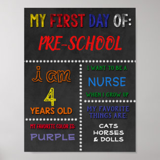 Póster Primer día de escuela / de vuelta al Poster escola