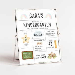 Póster Primer día de escuela Rótulo de guardería