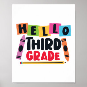 Póster Primer Día De Hola Profesor De Tercer Grado