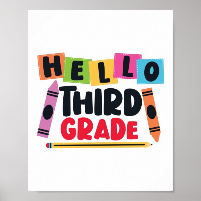 Póster Primer Día De Hola Profesor De Tercer Grado (Frente)