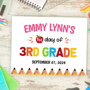 Póster Primer Día De La Escuela 3er Grado