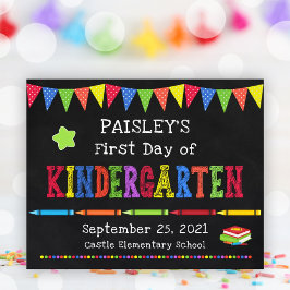 Póster Primer Día De La Escuela Rótulo De Chalkboard
