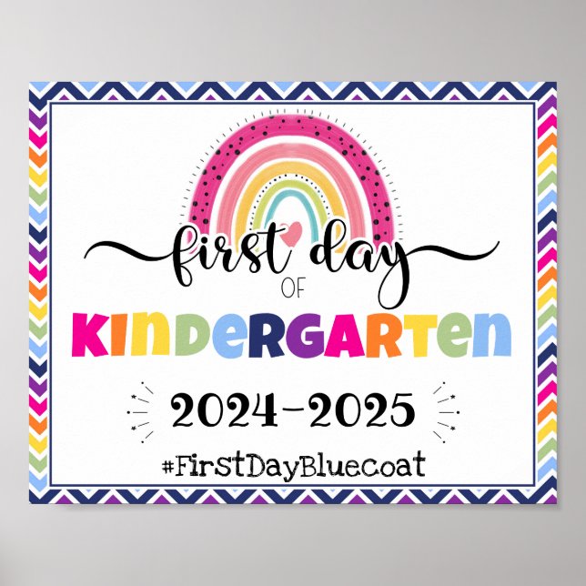Póster primer día de la foto de kindergarten cartel (Frente)