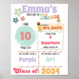 Póster Primer día de Poster escolar