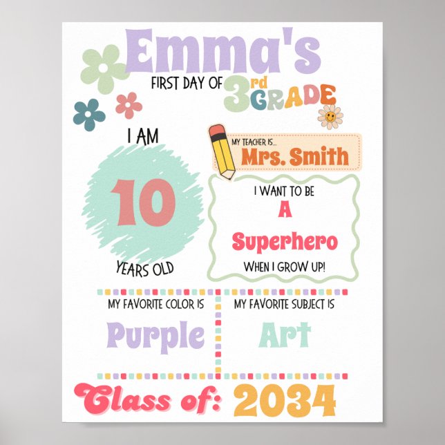 Póster Primer día de Poster escolar (Frente)