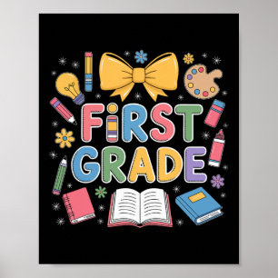 Póster Primer Día De Primer Grado Lazo Maestro De Regreso