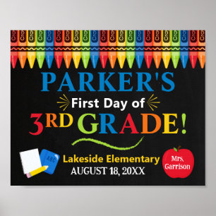 Póster Primer día de Rótulo escolar de tercer grado - ter