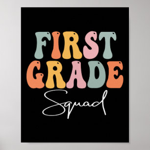 Póster Primer Día De Scho Retro Groovy Vintage De Grado S