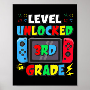 Póster Primer Día de Tercer Grado Nivel Desbloqueado Jueg