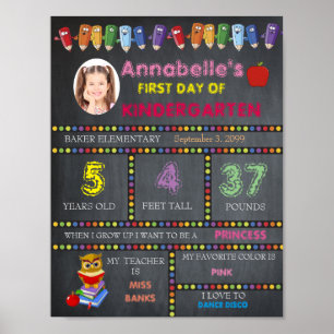 Póster Primer Día del CHICA de Rótulo de guardería, Chalk