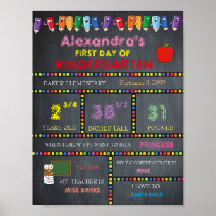 Póster Primer Día del CHICA de Rótulo de guardería, Chalk