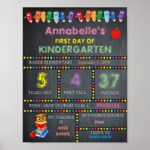 Póster Primer Día del CHICA de Rótulo de guardería, Chalk