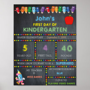 Póster Primer día del niño Rótulo de guardería, Chalkboar