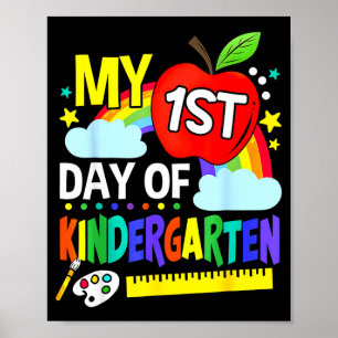 Póster Primer día divertido y colorido de jardín de niños