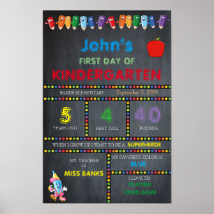 Póster Primer día en el jardín de infancia BOY,tamaño peq