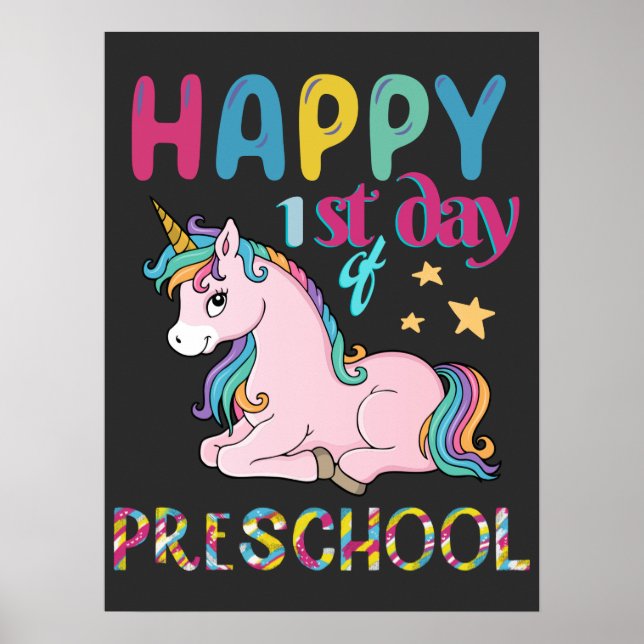 Póster Primer Día Escolar De Unicornio (Frente)