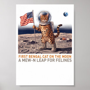 Póster Primer gato Bengalí en la Luna - Felino Espacial R