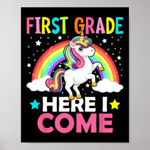 Póster Primer Grado Aquí Llego Unicorn Byck A La Escuela